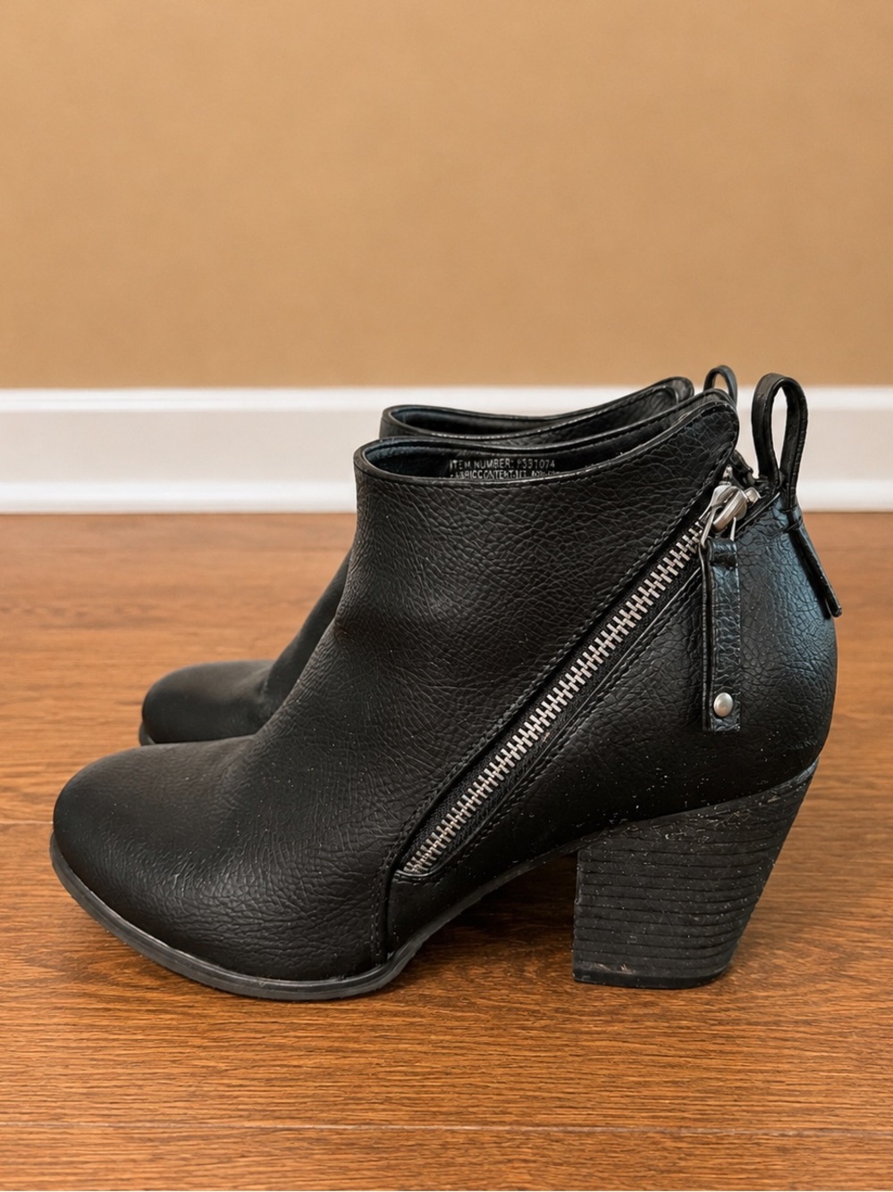 Torrid Black Leather-Look Ankle Booties with Side Zip (10WW)